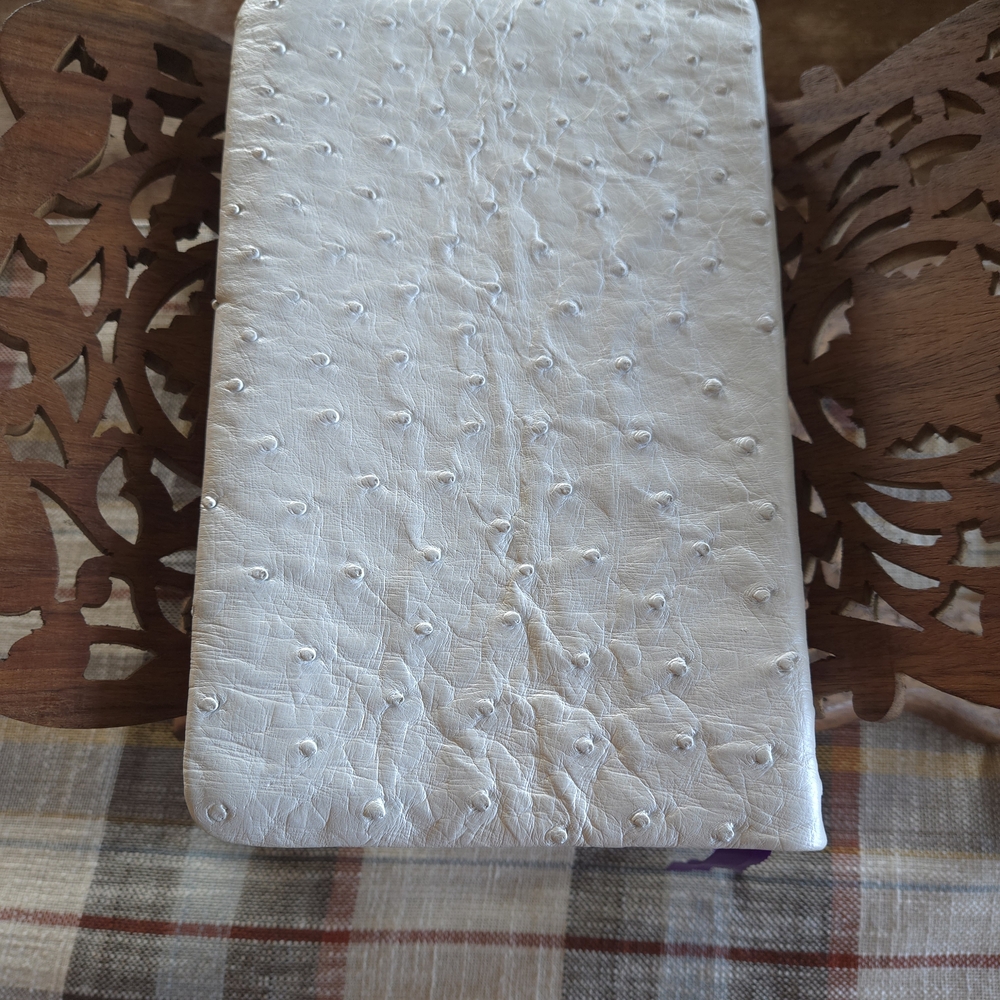 Pearl White Ostirch Skin KJV Bible